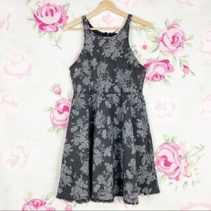 Somedays Lovin Floral Halter Neck Denim Mini Dress S